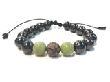 Birth Stone Bracelet (Sagittarius:  Snow-Flaked Obsidian) with Shungite