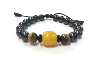 Shungite with Agate & Tiger Eye Feature Bracelet