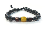 Shungite with Agate & Tibetan Beads Feature Bracelet