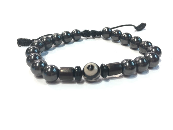 Shungite and Evil Eye Bead & Tibetan Beads Feature Bracelet