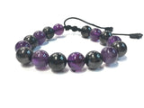 Shungite and Amethyst Alternating Bead Bracelet (first and seventh chakras)