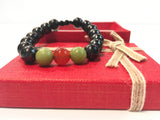 Birth Stone Bracelet (Capricorn:  Carnelian) with Shungite