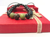 Birth Stone Bracelet (Sagittarius:  Snow-Flaked Obsidian) with Shungite