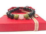 Birth Stone Bracelet (Taurus:  Rose Quartz )  with Shungite