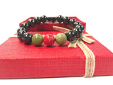 Birth Stone Bracelet (Aries:  Red Jasper) with Shungite