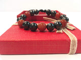 Shungite and Carnelian Alternating Bracelet (first and second chakras)