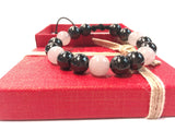 Shungite and Rose Quartz Alternating Bracelet (first and fourth chakras)