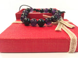 Shungite and Amethyst Alternating Bead Bracelet (first and seventh chakras)