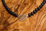 Shungite Necklace with Flower of Life Silver Pendant