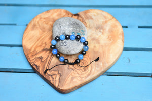 Shungite and Blue Agate  Alternating Bracelet (first and fifth chakras)