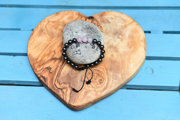 Shungite with Rose Quartz Feature Bracelet