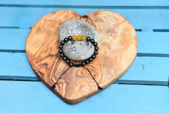 Shungite with Yellow Agate Feature Bracelet