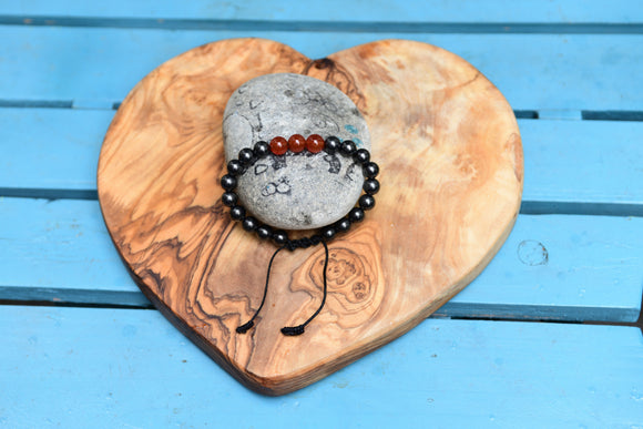 Shungite with Carnelian Feature Bracelet