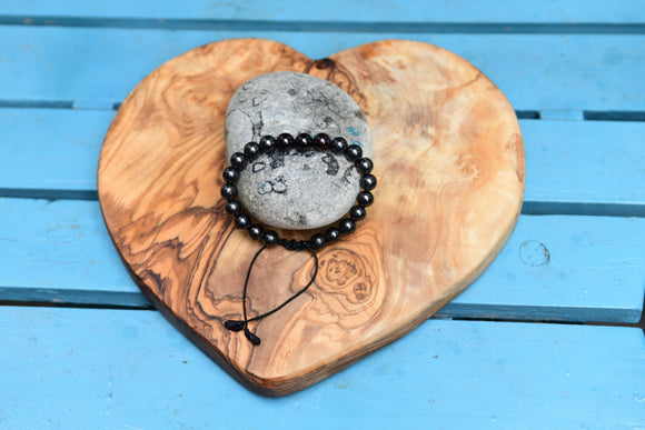 Shungite with Garnet Feature Bracelet