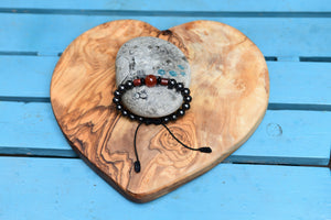 Shungite with Carnelian & Tibetan Bead Feature Bracelet