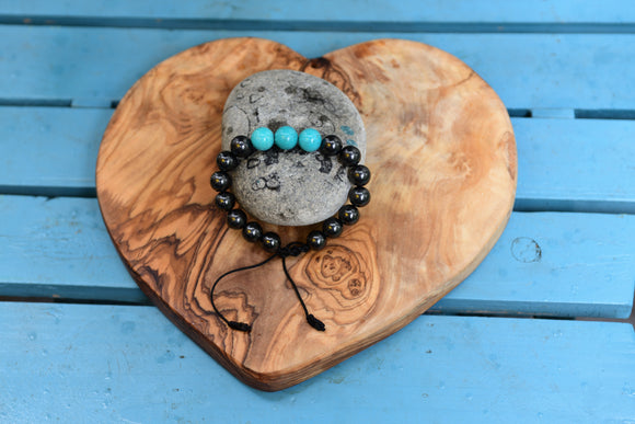 Shungite with Turquoise Bead Feature Bracelet