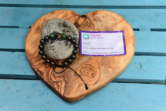 Birth Stone Bracelet (Cancer: Rhodonite) with Shungite