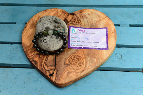 Birth Stone Bracelet (Virgo:  Peridot)  with Shungite