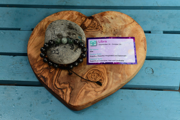 Birth Stone Bracelet (Libra:  Green Jade) with Shungite