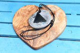 Minimalist Shungite Male Triangle Pendant with Adjustable Leather Necklace